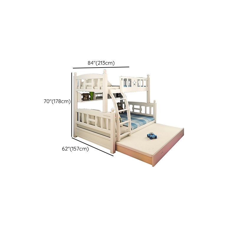 Beech Bunk Bed Modern Style Bunk Bed with Footboard in White