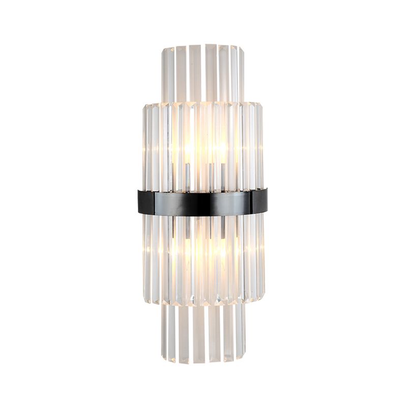 2-laag prisma wandmontage Lamp Modern helder kristal 2 lampen keuken zwarte wandverlichting met halve cilinder schaduw