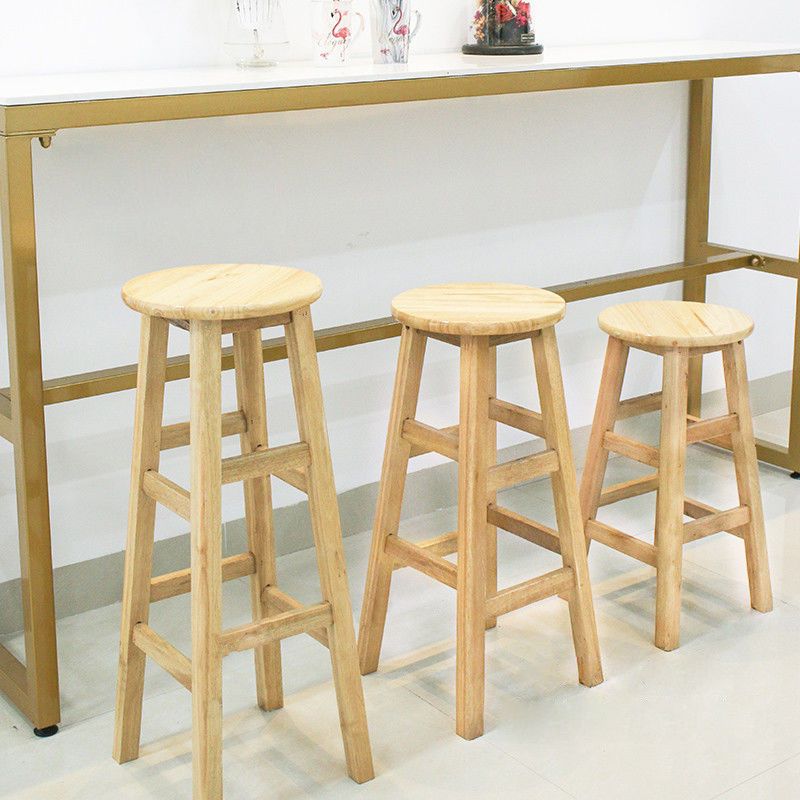 Industrieller Bar- und Thekenhocker, runder Holzhocker mit 4 Beinen