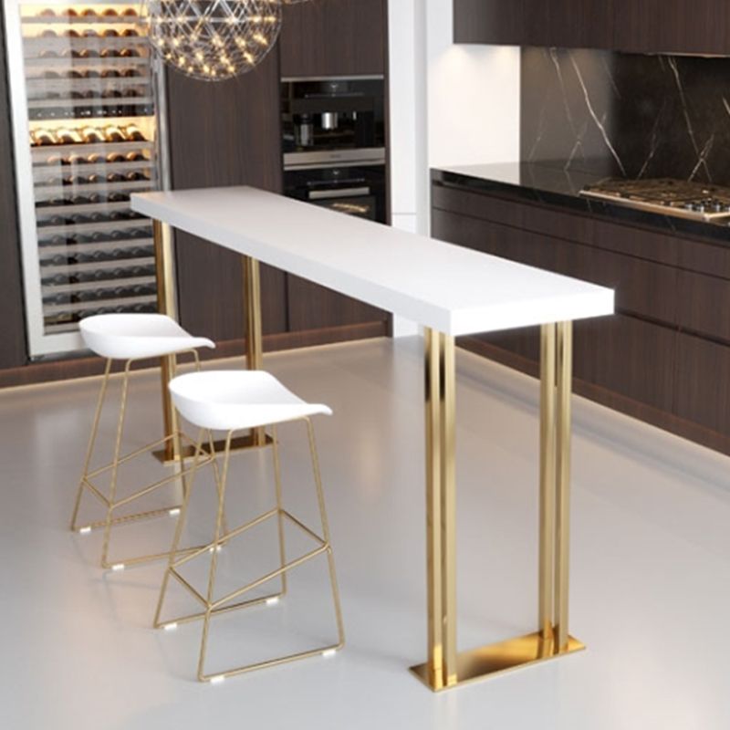 White Wood Table Rectangle Contemporary with Metal Base Cocktail Table with Base