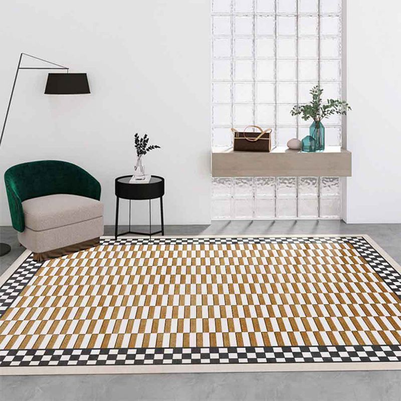 Stylish Contrast Panel Rug Geometric Area Carpet Polyester Stain Resistant Carpet for Home Decor