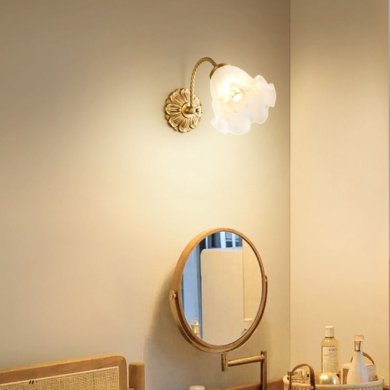 Nordic Style Copper Vanity Light Flower Shape Vanity Lamp for Shower Room