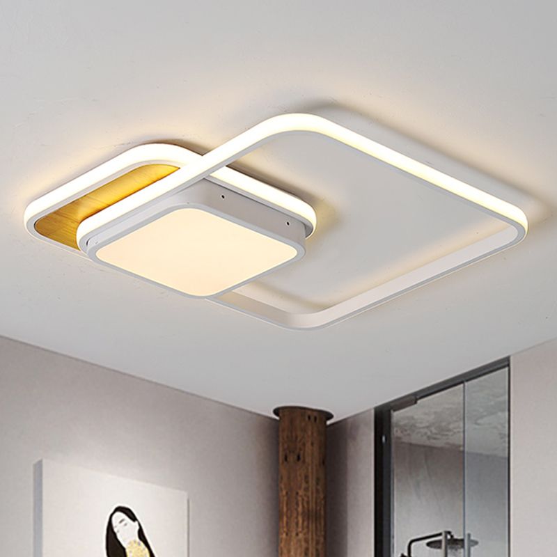 Lampada da soffitto geometrica nera/bianca moderna a LED in metallo a luce bianca/calda, 18 "/21,5" Wide