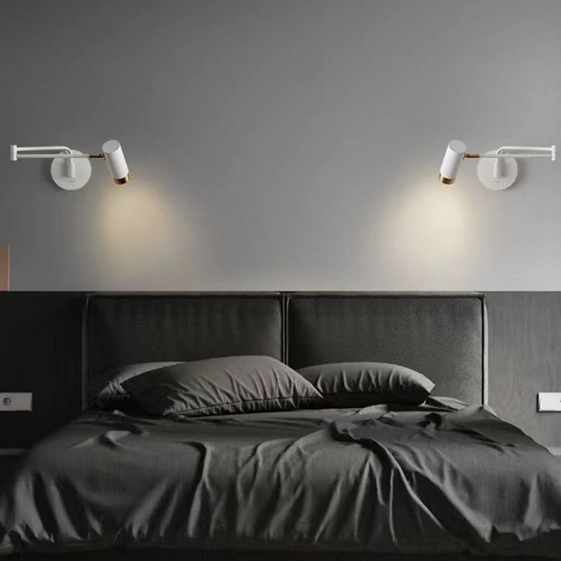 Modern Circle Shape Wall Sconce Reading Wall Light with Metal Shade for Bedroom