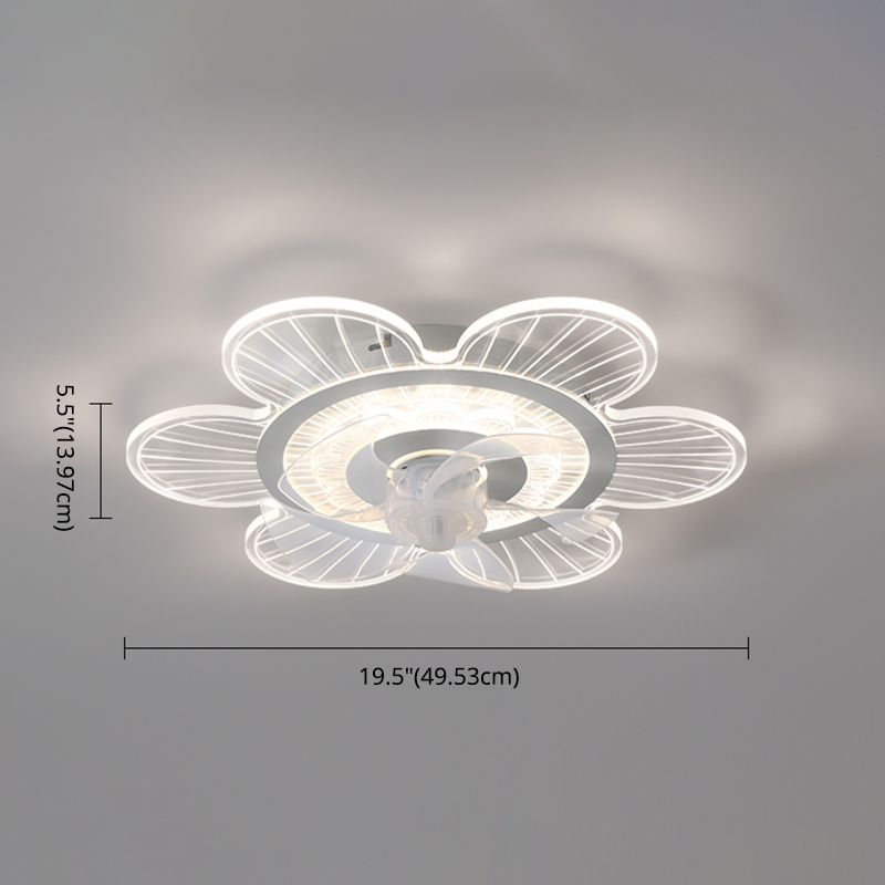 Weiße ultradünne Deckenventilator Leuchte Einfachheit Acryl LED Semi Flush Mount Light für Schlafzimmer