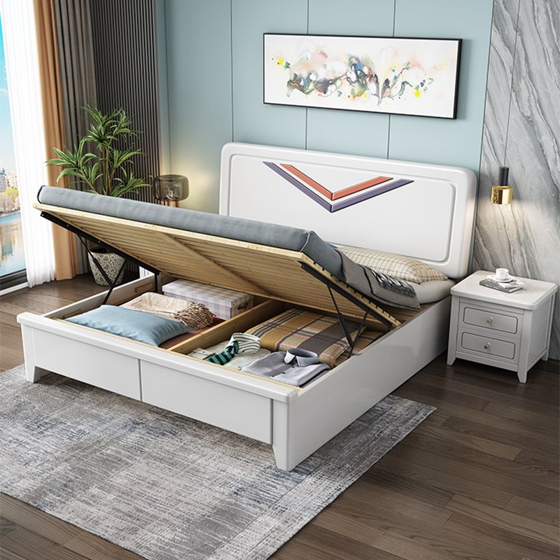 Contemporary Standard Bed Solid Wood Panel Bed with Headboard