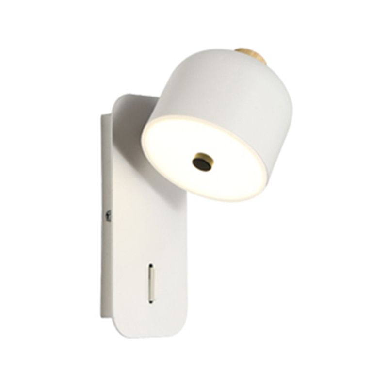 Modern Simple Iron Wall Light Cylinder Shape Rotatable Wall Lamp for Bedroom