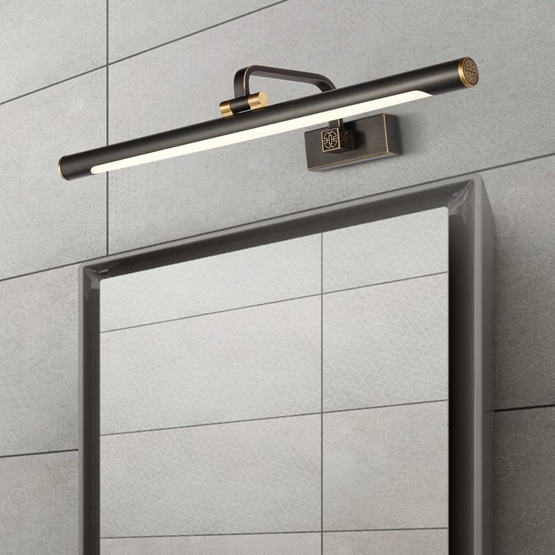 Tubuläre LED -Waschtischspiegel Licht traditionelle schwarze Metallverstellbares Beleuchtung