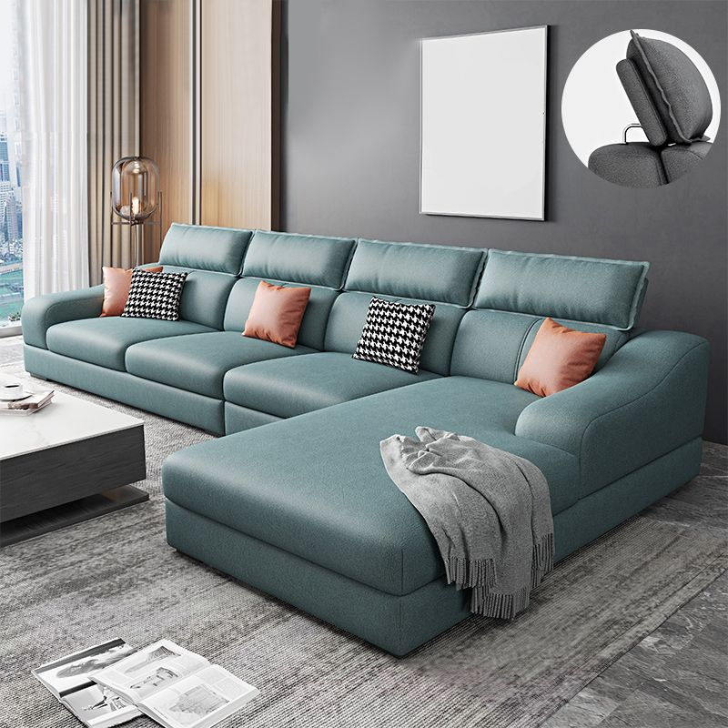 133.86" W √ó 70.87" D √ó 33.46" H L-Shape Faux Leather High Back Sloped Arms Sectional