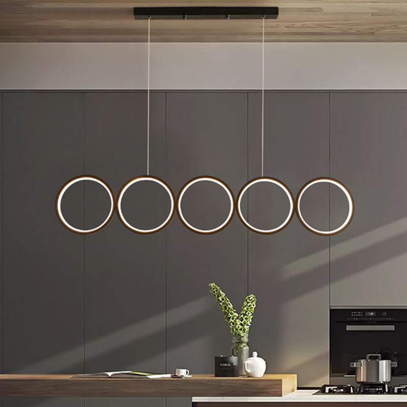 Lampada sospesa a LED ANULUS nero in moderna luce da soffitto da interno in ferro battuto con ombra acrilica