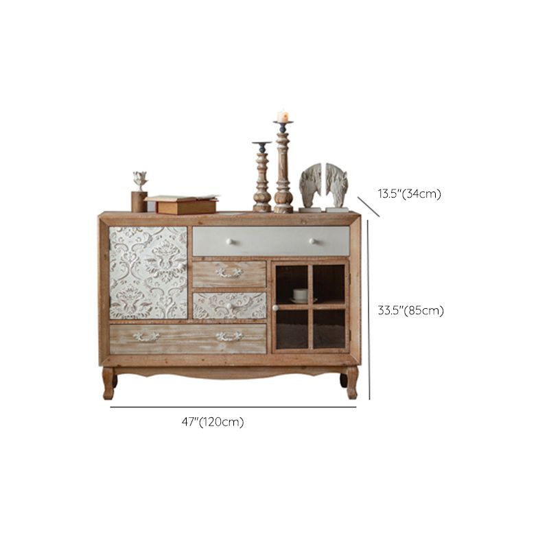 Industrial Espresso Accent Cabinet with Drawer Chest with Doors