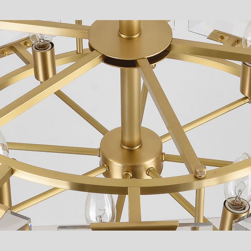 Lámpara de suspensión de tambor redonda de tambor redondo moderno de cristal transparente de mediados de siglo para comedor para comedor