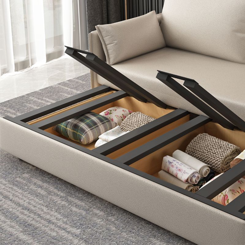 Contemporary Sofa Futon Bonded Leather Futon Sleeper Sofa with Storage