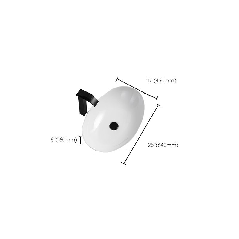 Luxury Bathroom Sink Ceramic Oval White Basin Drain Assembly Bathroom Sink