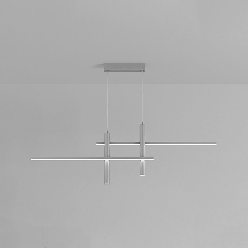 Metal Linear Shape Hanging Lights Modern 4 Lights Pendant Light Fixtures