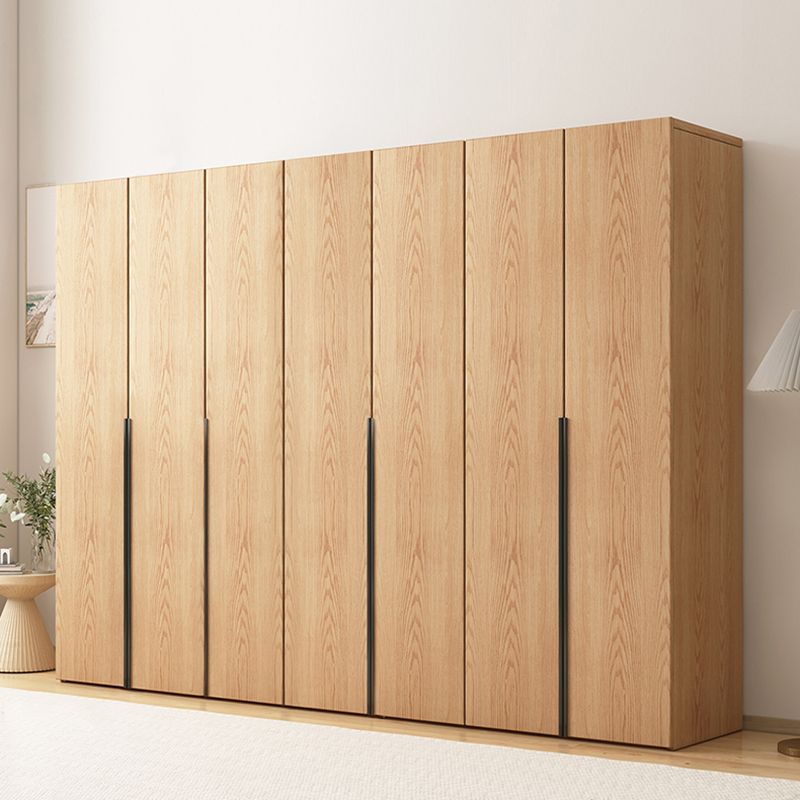 Contemporary Freestanding Natural Wardrobe Oak Solid Wood Wardrobe with Shelves