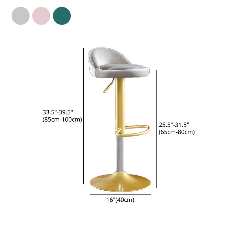 Glam Matte Finish Velvet Counter Stool Adjustable Height Footrest Barstool