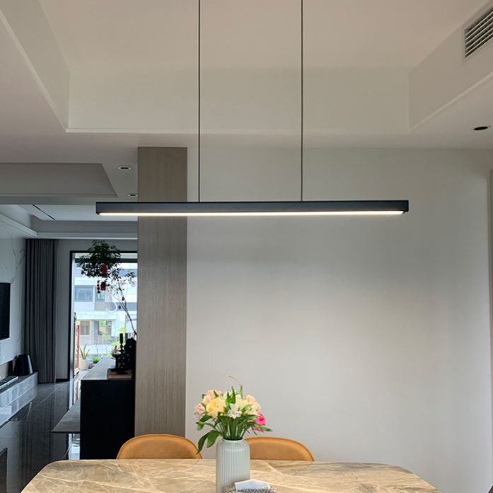 Luz de la isla de aluminio negra Lámpara de colgante de restaurante rectángulo de 1 luces de estilo simple