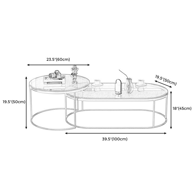 Frame Base 2 Nesting Coffee Table Modern Glass Coffee Table Set
