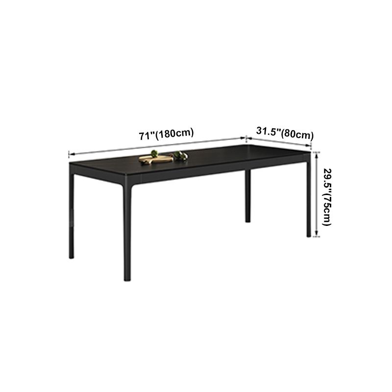 Moderna mesa de comedor negro rectángulo de piedra sinterizada con 4 patas para la cocina