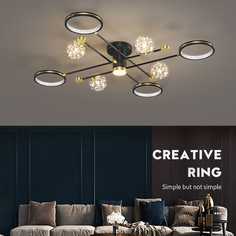 Lampe de plafond moderne de globe de lumière affleurante de LED en métal pour la chambre à coucher