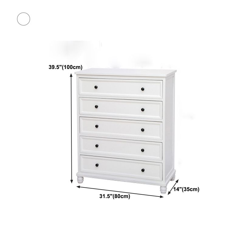 Modern Style Storage Chest Vertical Wood White Storage Chest Dresser with Drawers
