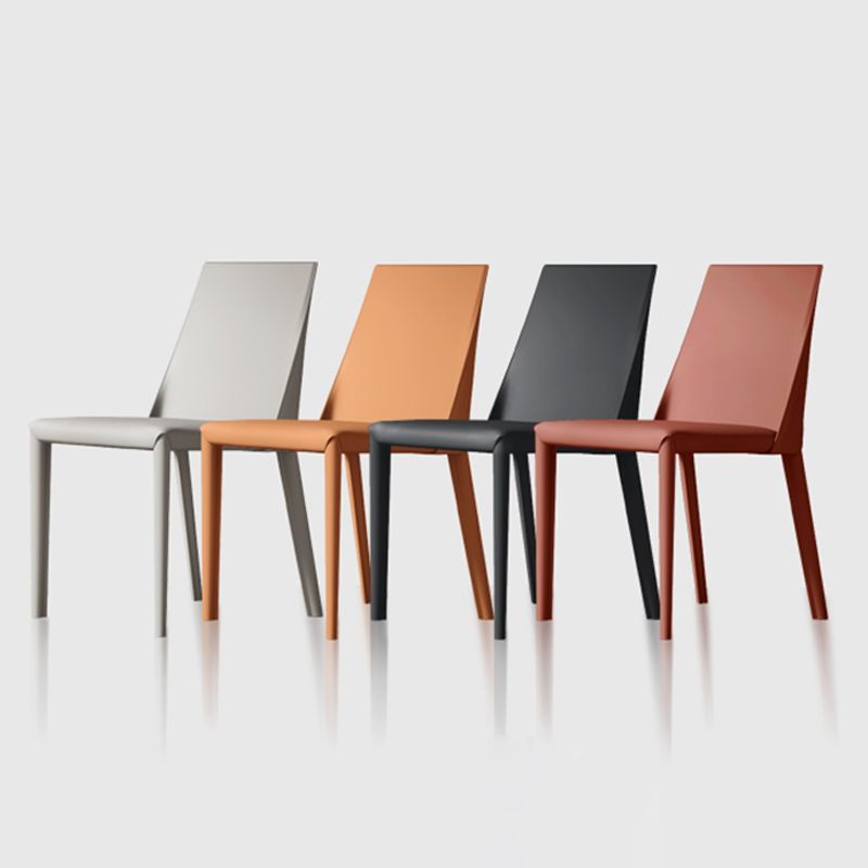 Matte Finish Modern Indoor Chair Faux Leather Solid Back Dining Chair
