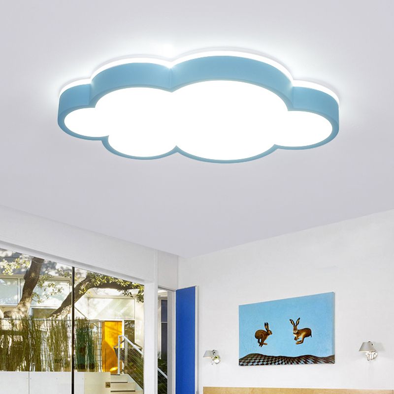 Cloud Shade Bedroom Ceiling Light Acrylic and Metal LED Cartoon Style Flush Pendant Light in Yellow/White