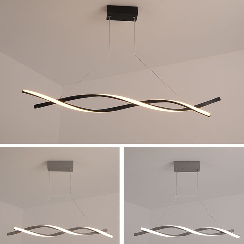 Minimalist LED Island Light Nordic Style Winding Lines Suspension Lighting Fixture for Kitchen Bar