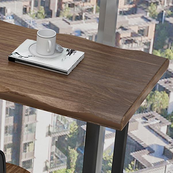 Contemporary Rectangle Bar Set 1/3 Pieces Solid Wood Counter Table with Metal Stools