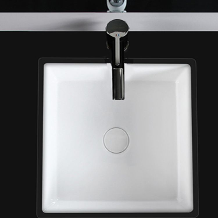 Modern Bathroom Sink Square Ceramic 1-Hole Overflow Sink with Faucet