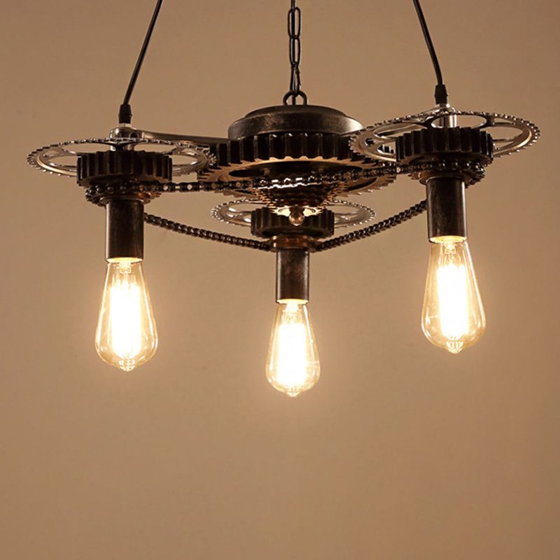 Estilo industrial Luz de techo de techo de bronce de lámpara de hierro forjado para barra para barra