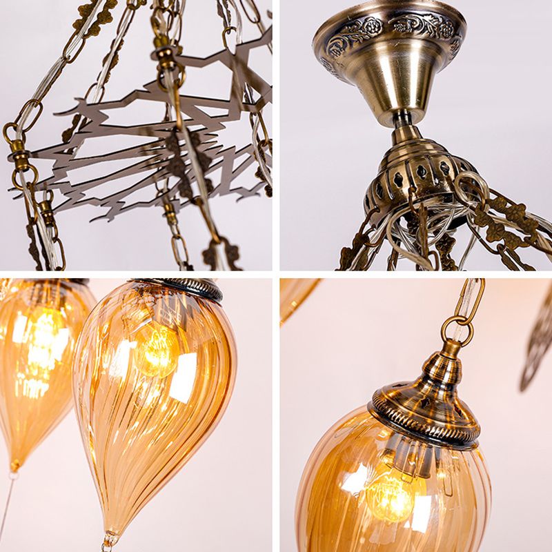 Lampada a sospensione in vetro in vetro in stile industriale in tela lacrima per soggiorno per soggiorno