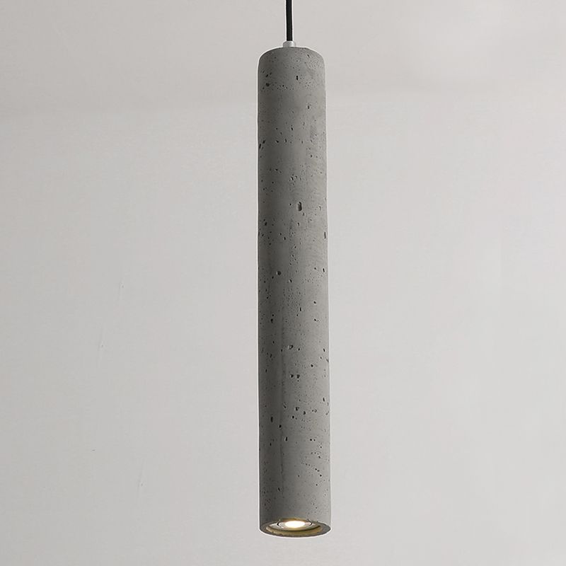 Graue zylindrische LED -Pendelleuchte im modernen künstlerischen Zementlampe für Esszimmer