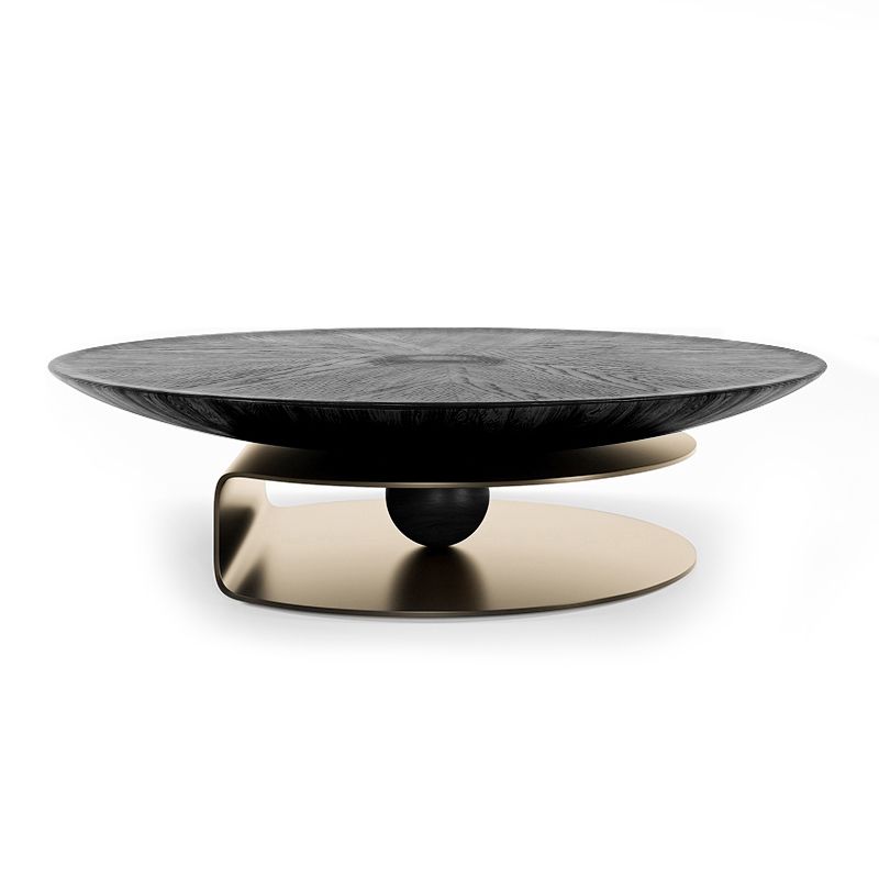 Modern Round Slate 4 Legs Coffee Table Marble Champagne Cocktail Table