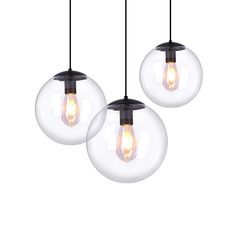 6"/8" Wide Global Glass Pendant Light Industrial 1 Light Dining Room Hanging Ceiling Light in Clear