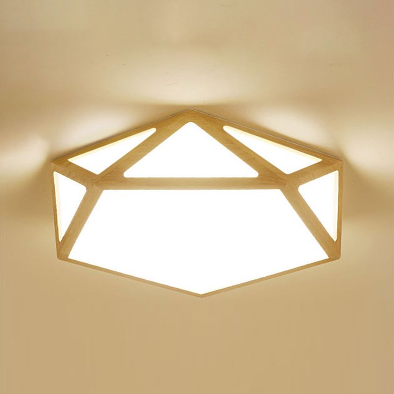 Houten inbouwplafondlamp met acrylkap LED moderne inbouwplafondarmatuur