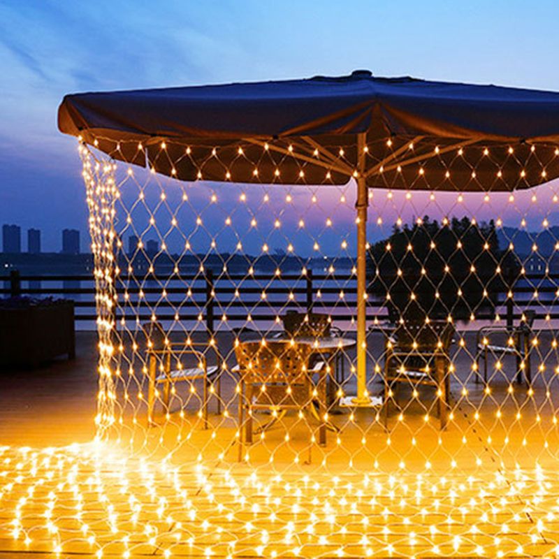 Net Shaped Solar Curtain String Light Set Nordic Plastic Outdoor LED Landscape Light