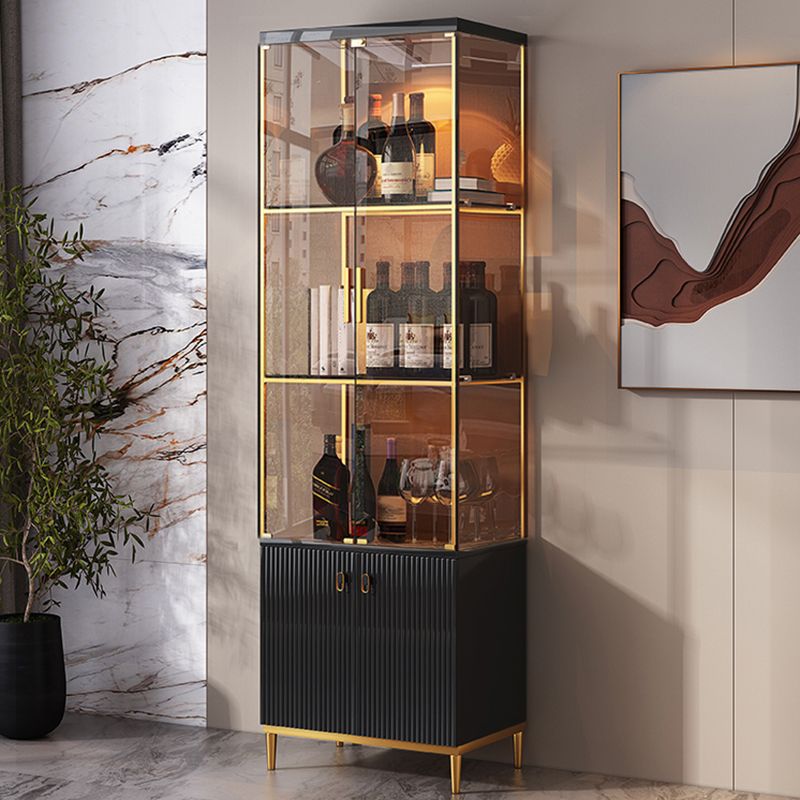 Luxury Stainless Steel Curio Cabinet Black/ White Display Stand with Glass Doors