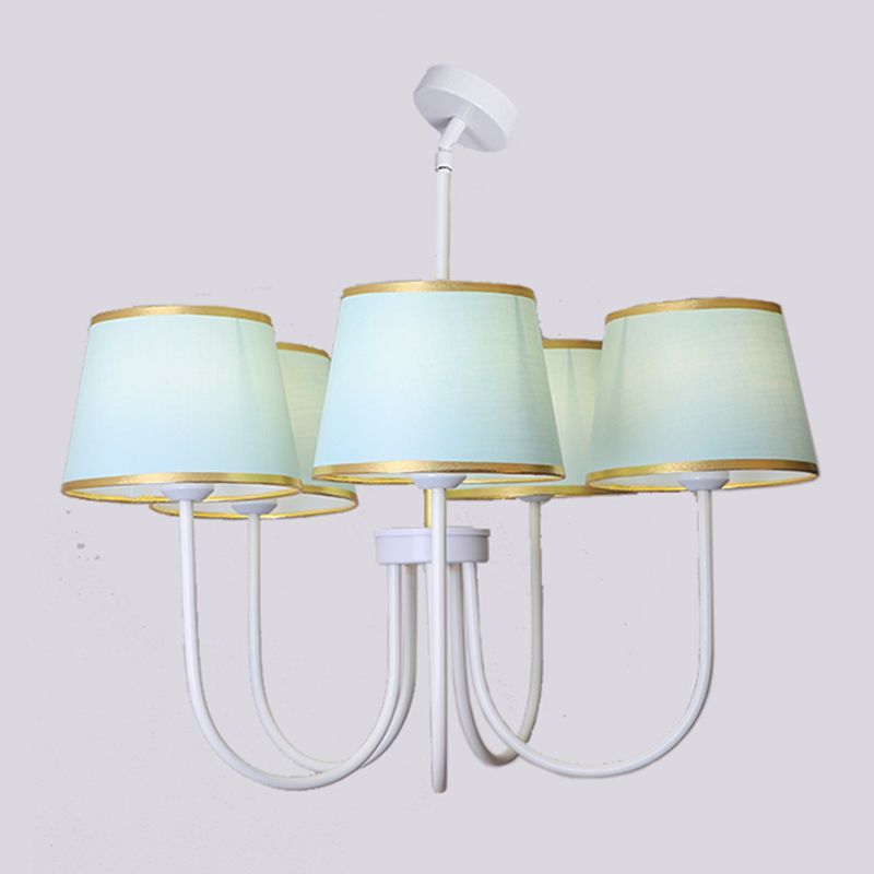 Multi-Head Chandelier Lighting Fixtures American Style Metal Suspension Light with Fabric Shade