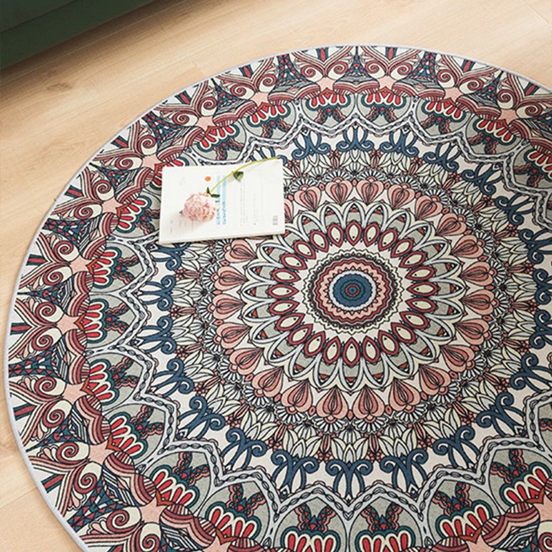 Multi-Colored Shabby Chic Rug Polyster Flower Printed Area Rug Anti-Slip Backing Easy Care Carpet for Living Room
