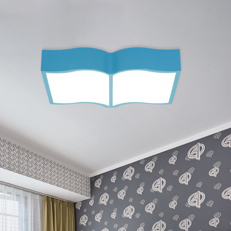 Book Acrylic Close to Ceiling Lamp Cartoon Led Red/Yellow/Blue Flush Mount Lighting for Living Room