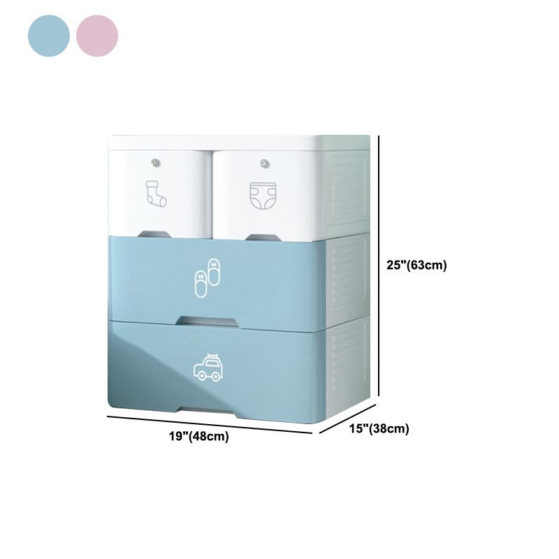 Contemporary Style Non-Hanging Armoire Plastic Storage Cabinet with Drawers