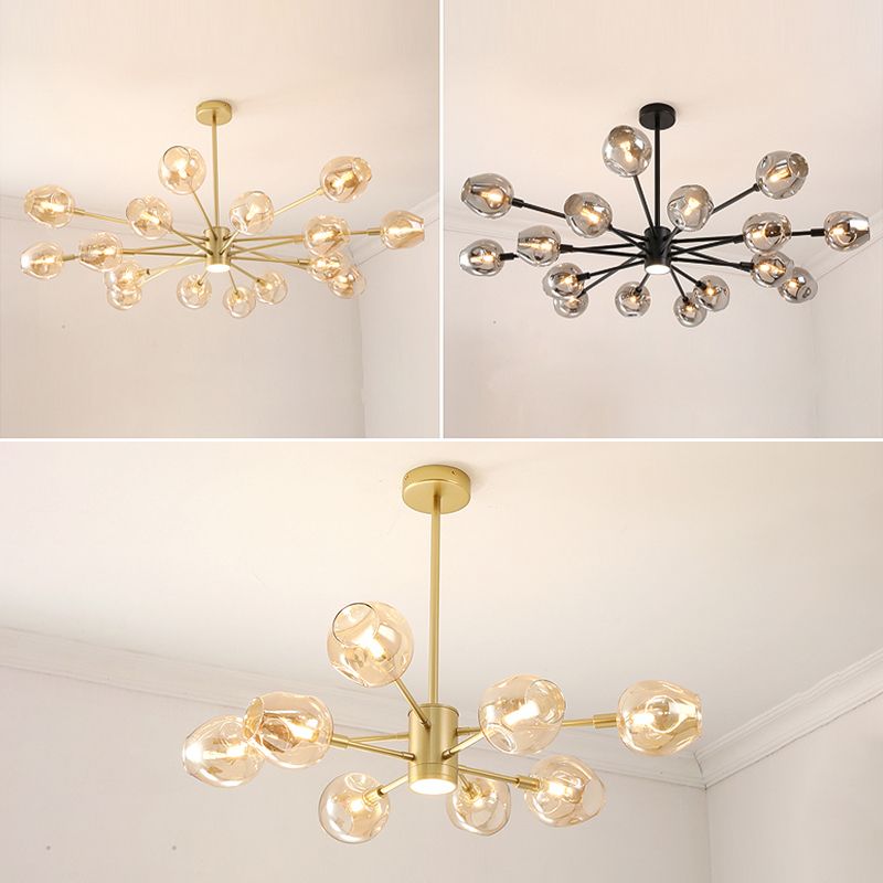 Goud moderne stijl kroonluchter licht sputnik ontwerpglas hanglampje voor slaapkamer