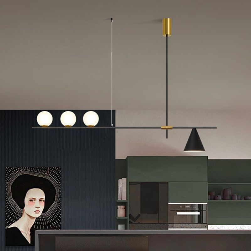 Moderno lampadario il lampadario lineare minimalista lampadario sferico a soffitto in vetro bianco