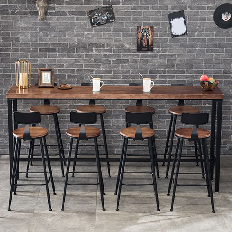 Industrial 1/5/9 Pieces Bar Table Set Rectangle Pine Wood Counter Table for Cafe