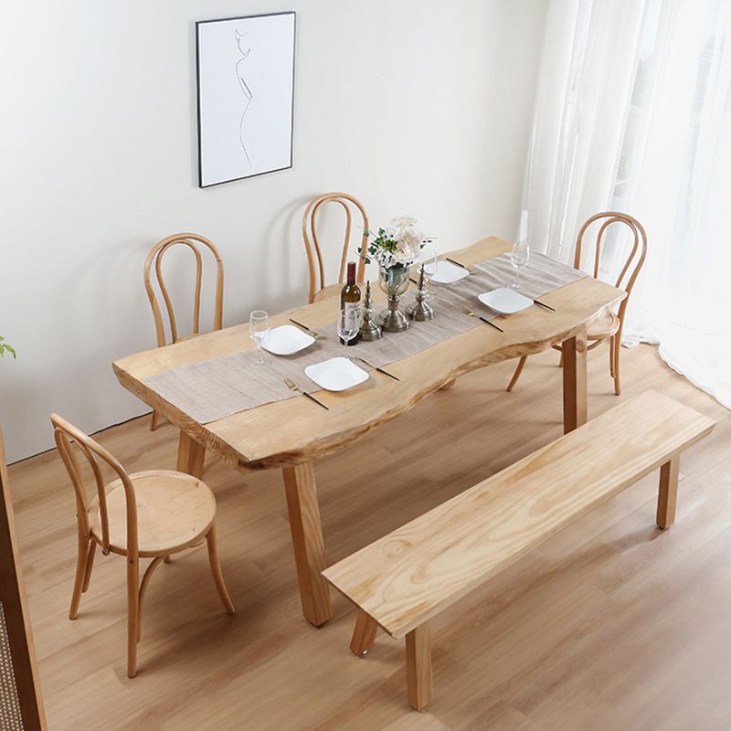 Mesa rectangular de madera maciza de pino, mesa de comedor minimalista con 4 patas para restaurante