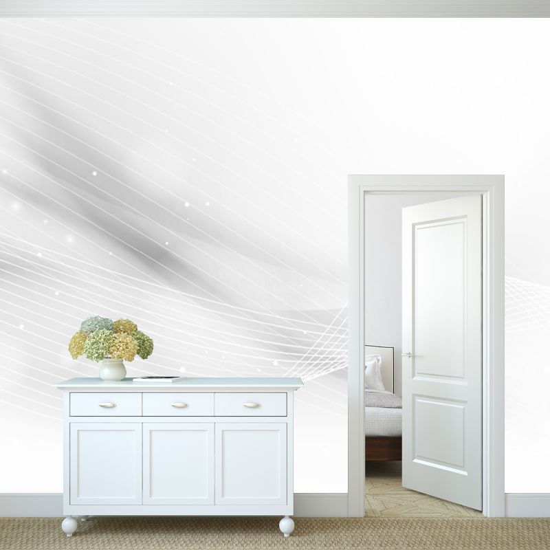 Simple Abstract Ribbon Wall Murals Black and White Stain Resistant Wall Art for Home