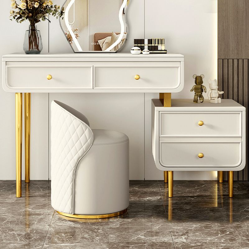 Bedroom Make-up Vanity in White/Grey Stone Top Dressing Table