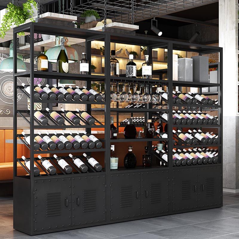 Metal Floor Wine Bottle & Glass Rack Modern Wine Holder Rack with Shelf